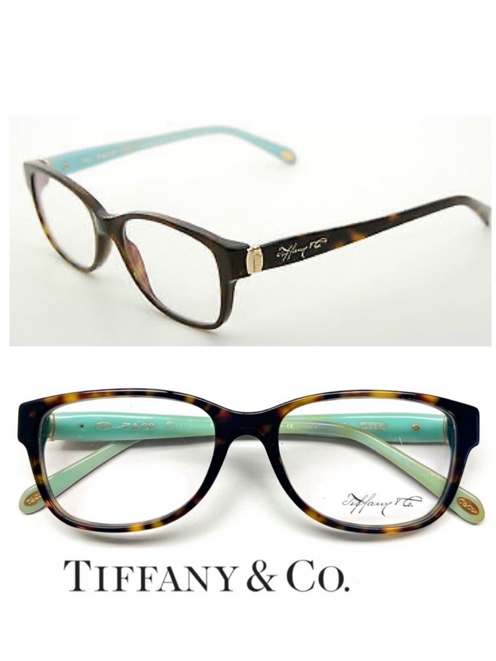 TIFFANY & CO TF 2084 8015 Cat Eye Brown Tortoise on Blue Prescription Eyeglasses